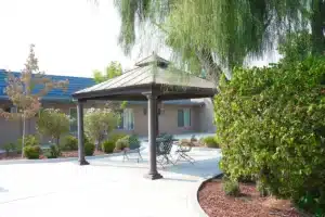outdoor gardens and walking paths at Hanford Post Acute